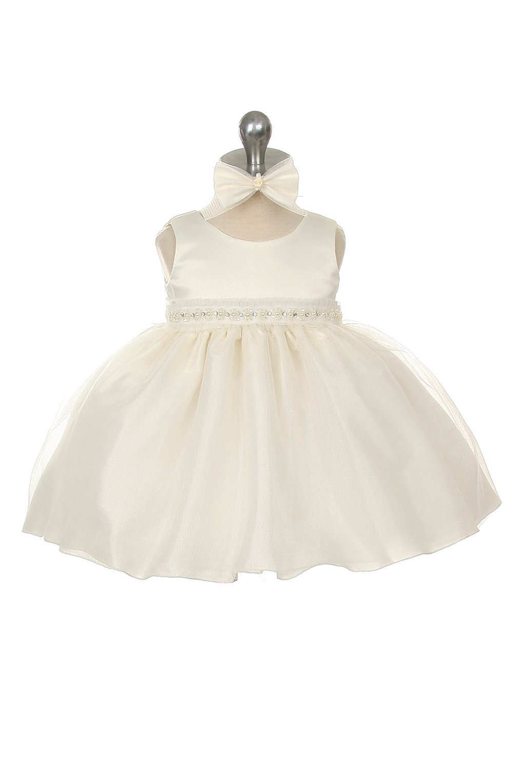 Off White Gorgeous Satin and Tulle Flower Girl Dress